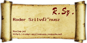 Roder Szilvánusz névjegykártya